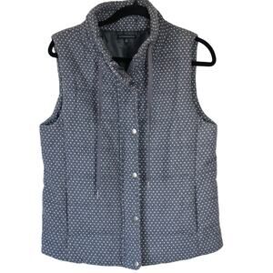 Women's 100% Cotton Grey White Polka Dot Puffer Vest Medium
